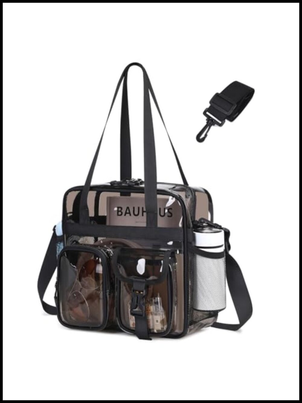 Clear Tote Bag, Heavy Duty PVC Stadium Approved Crossbody